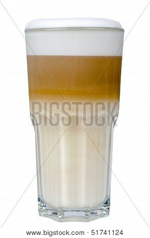 Latte Macchiato In A Glass Isolated