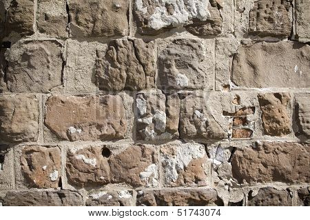 Horizontal backdrop of weathered brick