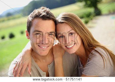 Sweet couple enjoying week-end in countryside
