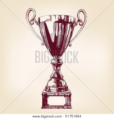 Award trophy hand drawn vector llustration