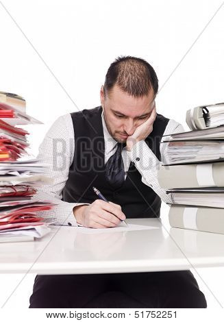 Hard working man in a office