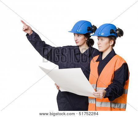 Two female buildingconstructors