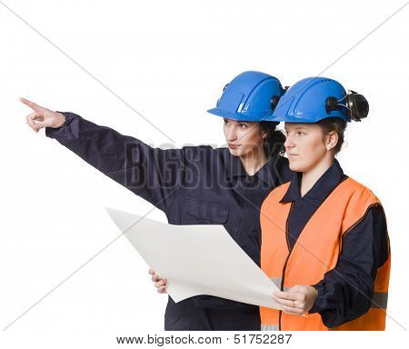 Two female buildingconstructors