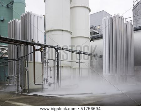 Misty industry complex shot during day time