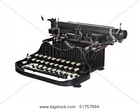 Vintage typewriter isolated on white background