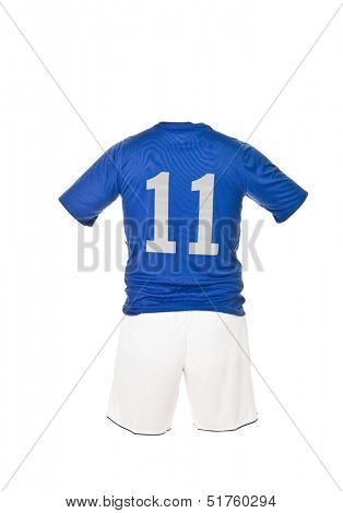 Football shirt with number 11 isolated on white background