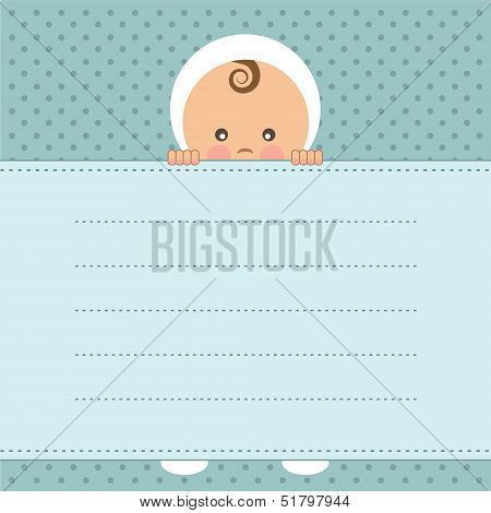 Baby boy announcement card. Vector illustration.