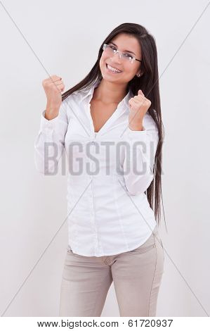 Jubilant Lady With New Glasses