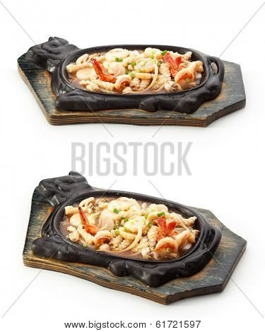Fried Seafoods - Salmon, Shrimps, Mussels and Calamari Rings