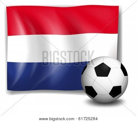 Illustration of the flag of Netherlands at the back of a soccer ball on a white background