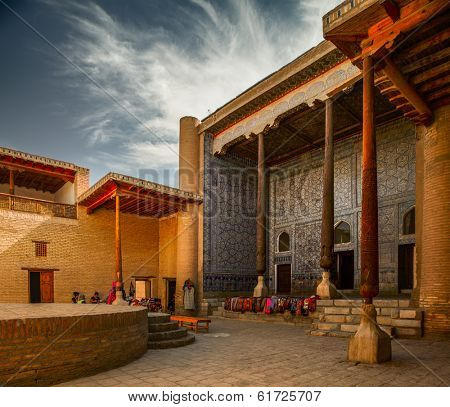 Yard of the oriental complex of buildings of Itchan Kala, Khiva, Uzbekistan