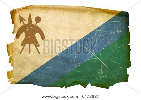 Lesotho Flag alte, isoliert, weißer Hintergrund