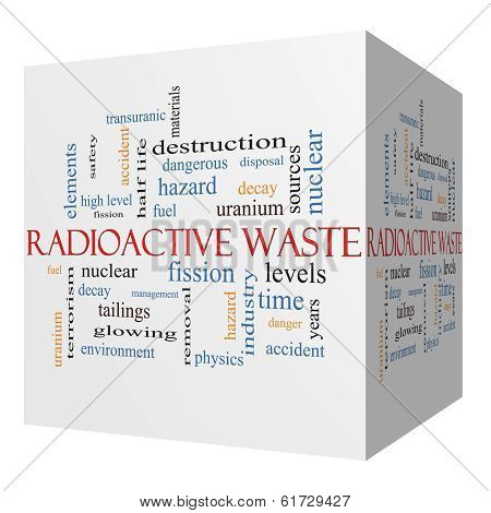 Radioactive Waste 3D Cube Word Cloud Concept