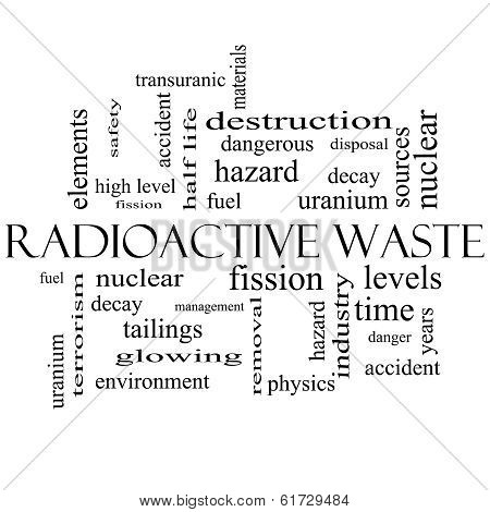 Radioactive Waste Word Cloud Concept In Black And White