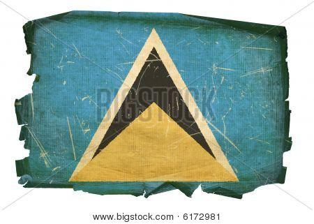 Saint Lucias flagga gamla, isolerad på vit bakgrund