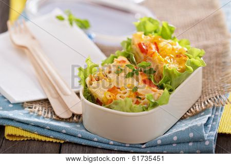 Baked pasta with egg and vegetables