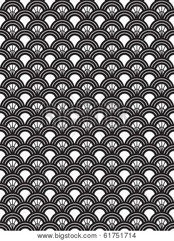 Art Deco Monochrome Seamless Repeat Pattern Vector Background