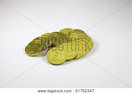 Pile Of Gold Bitcoins