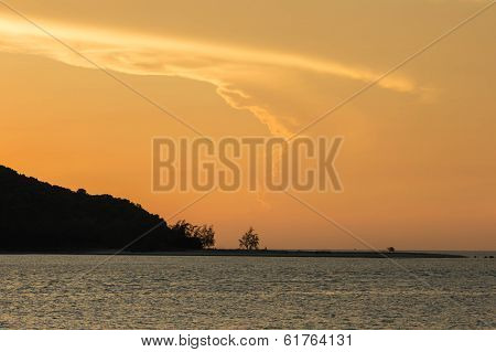 Tropic island sunset scene