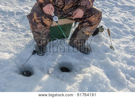 Ice fishing.