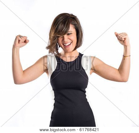 Lucky Woman Over Isolated White Background