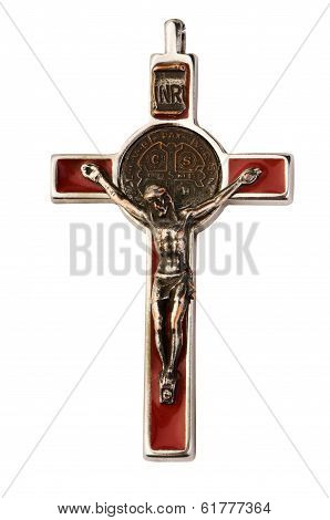 old silver crucifix isolated