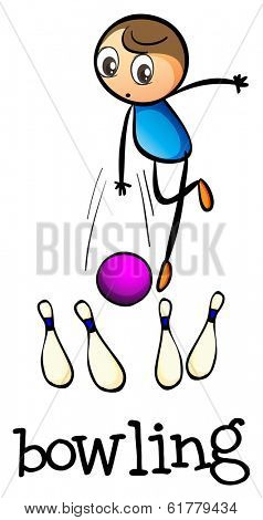 Illustration of a stickman bowling on a white background
