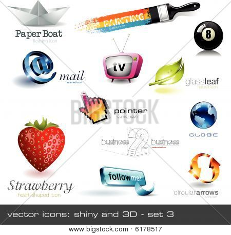 set di icone vettoriali - lucide e 3d - 3