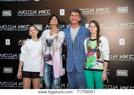 MOSCOW, RUSSIA, May, 13: Ilya Bachurin, Ravshana Kurkova with family. Premiere of the movie 
