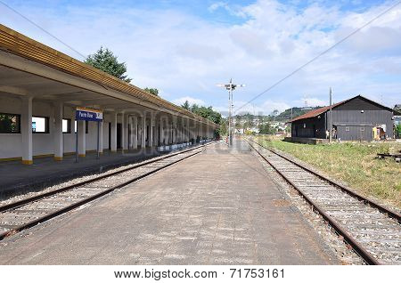 Destroyed abandoned railway station.
