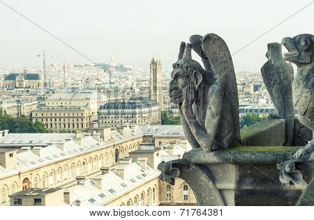Demons Gargoyle Und Chimera From Notre Dame De Paris