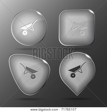 Wheelbarrow. Glass buttons. Vector illustration.