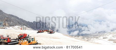 Snowmobile at Zugspitze mountain