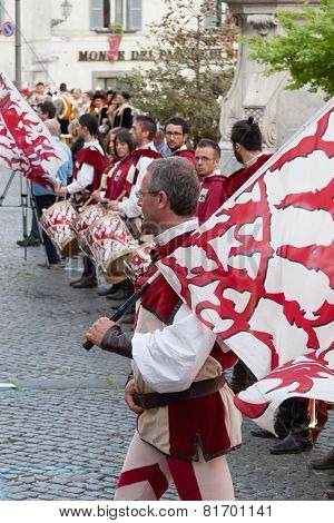 Acquapendente, ITALY - MAY 18, 2014: Festa dei Pugnaloni Festival in the City Center