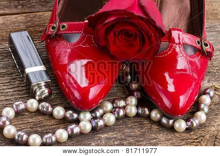 red shoes with rose flower