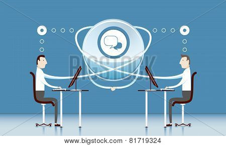 Two men with cloud computing