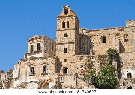 Panoramic view of Craco. Basilicata. Southern Italy.