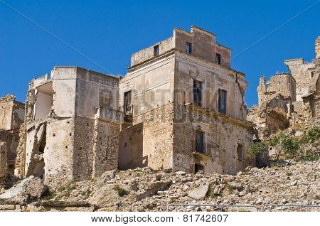 Panoramic view of Craco. Basilicata. Southern Italy.