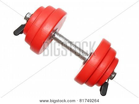 A Sporting Equipment - Single Red Dumbbells.