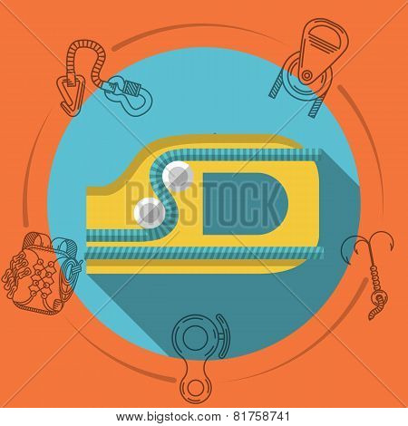 Flat design vector illustration for rock climbing. Ascender