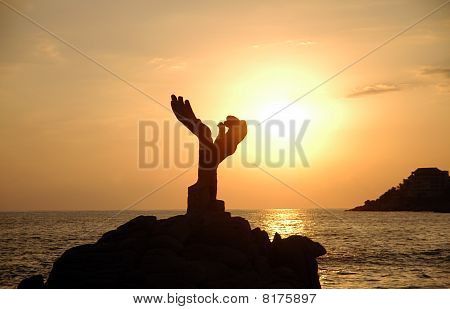 Stranden ved solnedgang, Puerto Escondido, Mexico