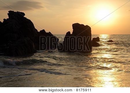 Stranden ved solnedgang, Puerto Escondido, Mexico