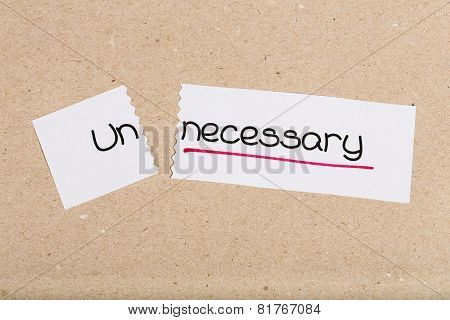 Sign With Word Unnecessary Turned Into Necessary