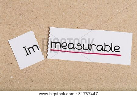 Sign With Word Immeasurable Turned Into Measurable