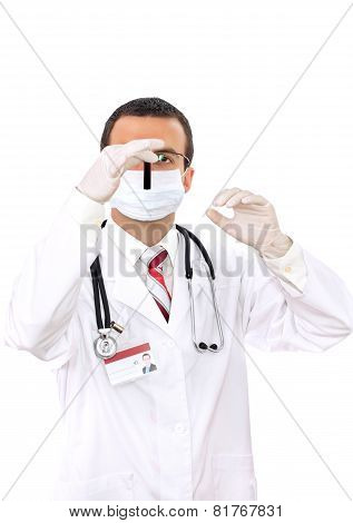 Doctor  Resarch A Medical Test Glass With Blood.