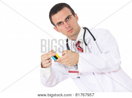 Doctor  Resarch A Medical Test Glass With Urine.