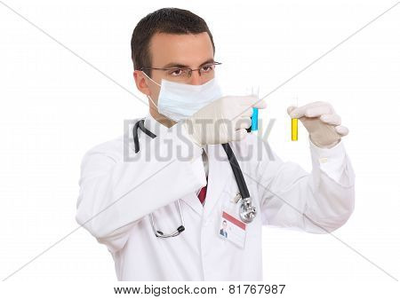 Doctor  Resarch A Medical Test Glass With Urine.