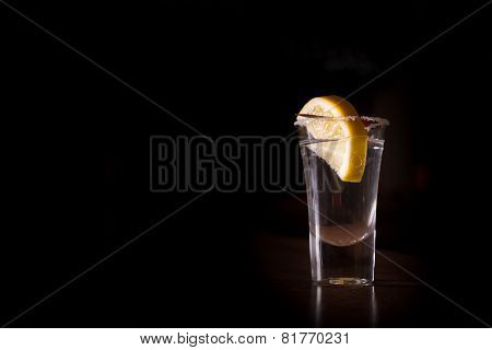Tequila Shot With Lemon