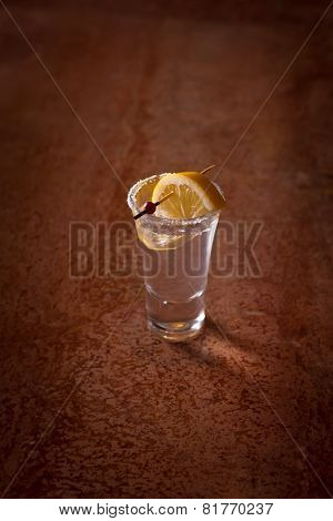Tequila Shot With Lemon