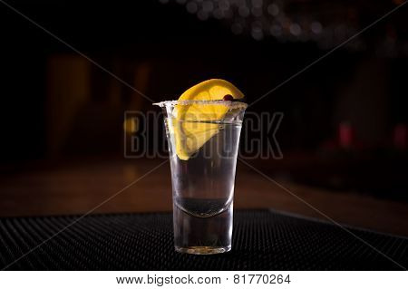 Tequila Shot With Lemon